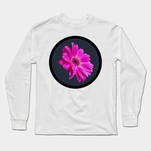 Pink Gerbera Daisy Flower Circle Frame Long Sleeve T-Shirt